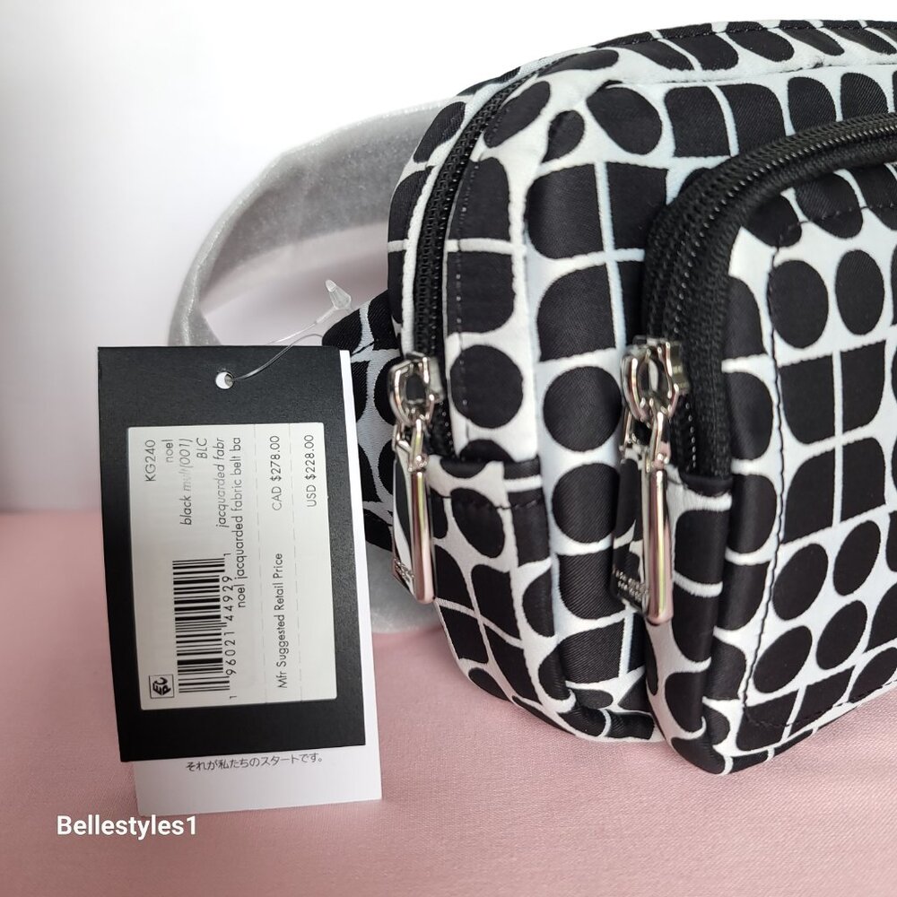 KATE SPADE Belt Bag Noel Jacquarded Printed Fabric Bag- Black Multi ⭐ - Picture 15 of 16